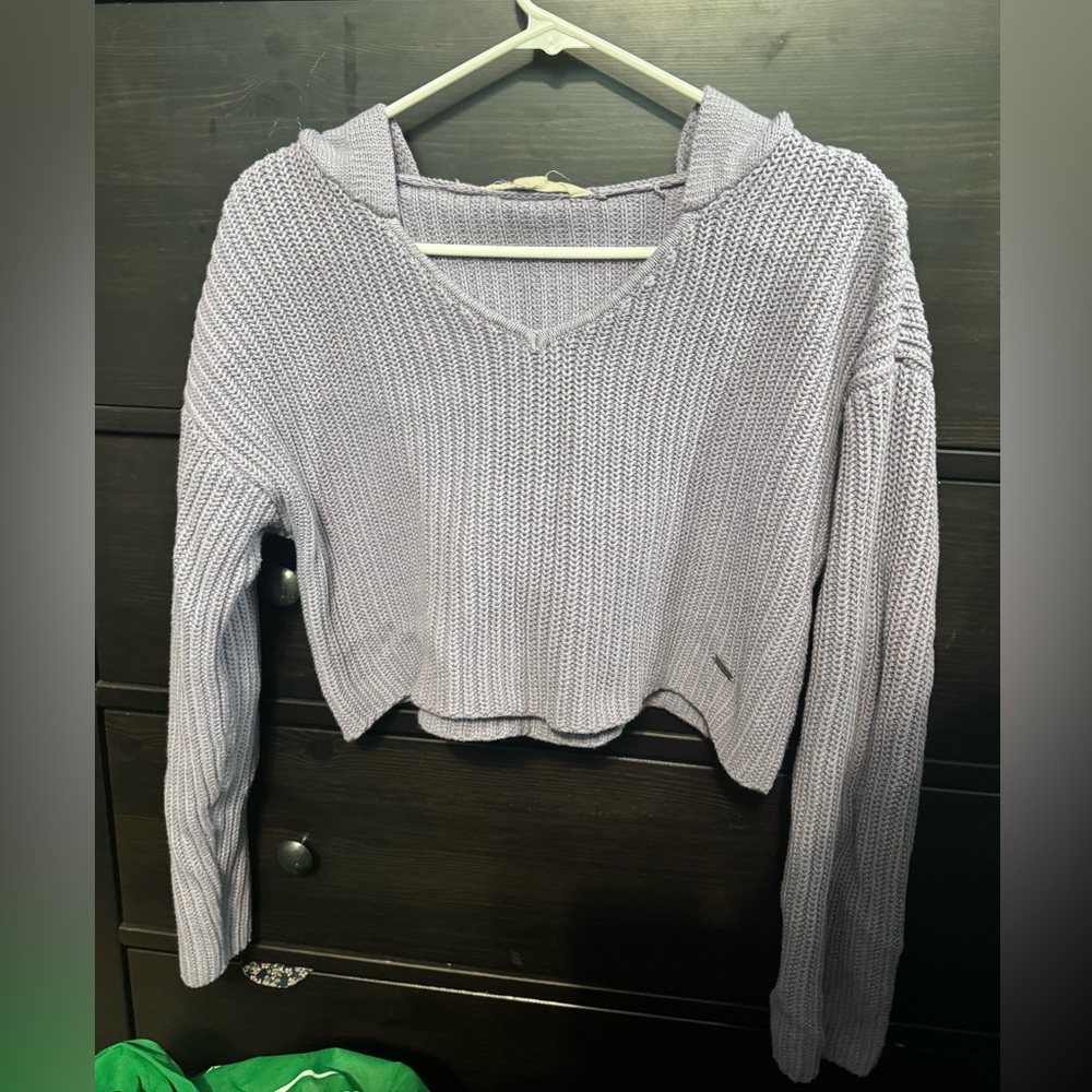 Lavender Knit Cropped Hoodie
